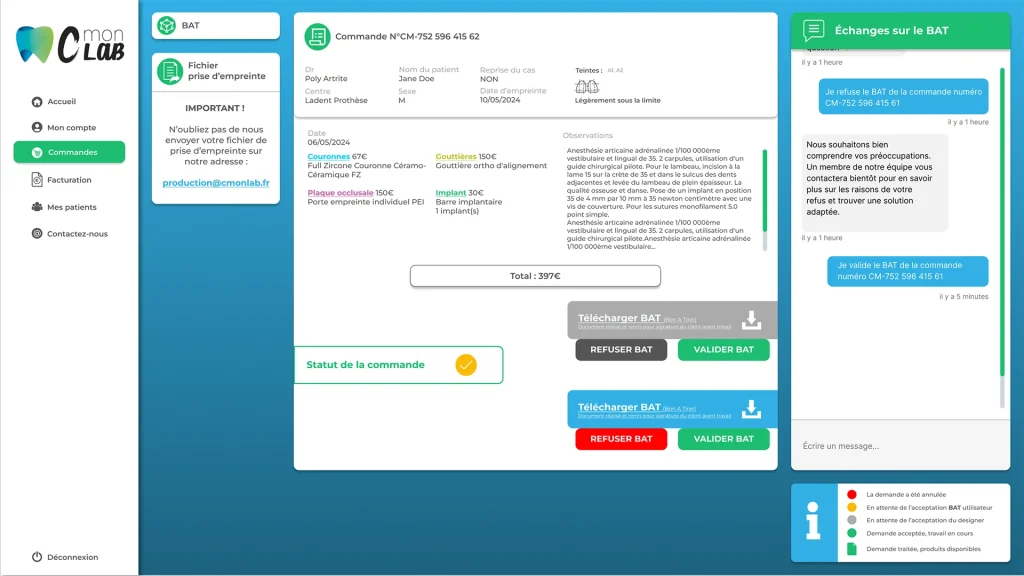 Page dce commande - CmonLab